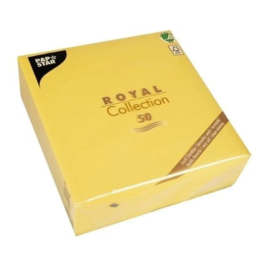 Papstar 50 Servietten "ROYAL Collection" 1/4-Falz 40 cm x 40 cm gelb