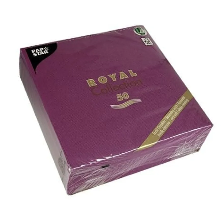 Papstar 50 Servietten "ROYAL Collection" 1/4-Falz 40 cm x 40 cm lila