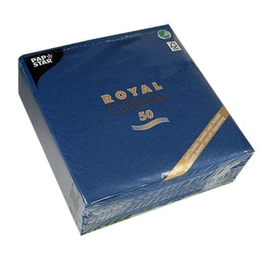 Papstar 50 Servietten "ROYAL Collection" 1/4-Falz 40 cm x 40 cm dunkelblau