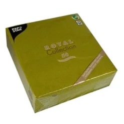 Papstar 50 Servietten "ROYAL Collection" 1/4-Falz 40 cm x 40 cm olivgrün