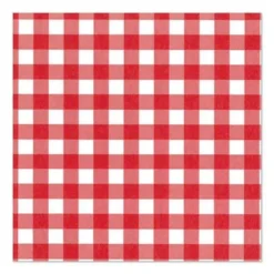 Papstar Servietten "Vichy Karo", 3-lagig 1/4-Falz 33 cm x 33 cm rot - 100 Stk