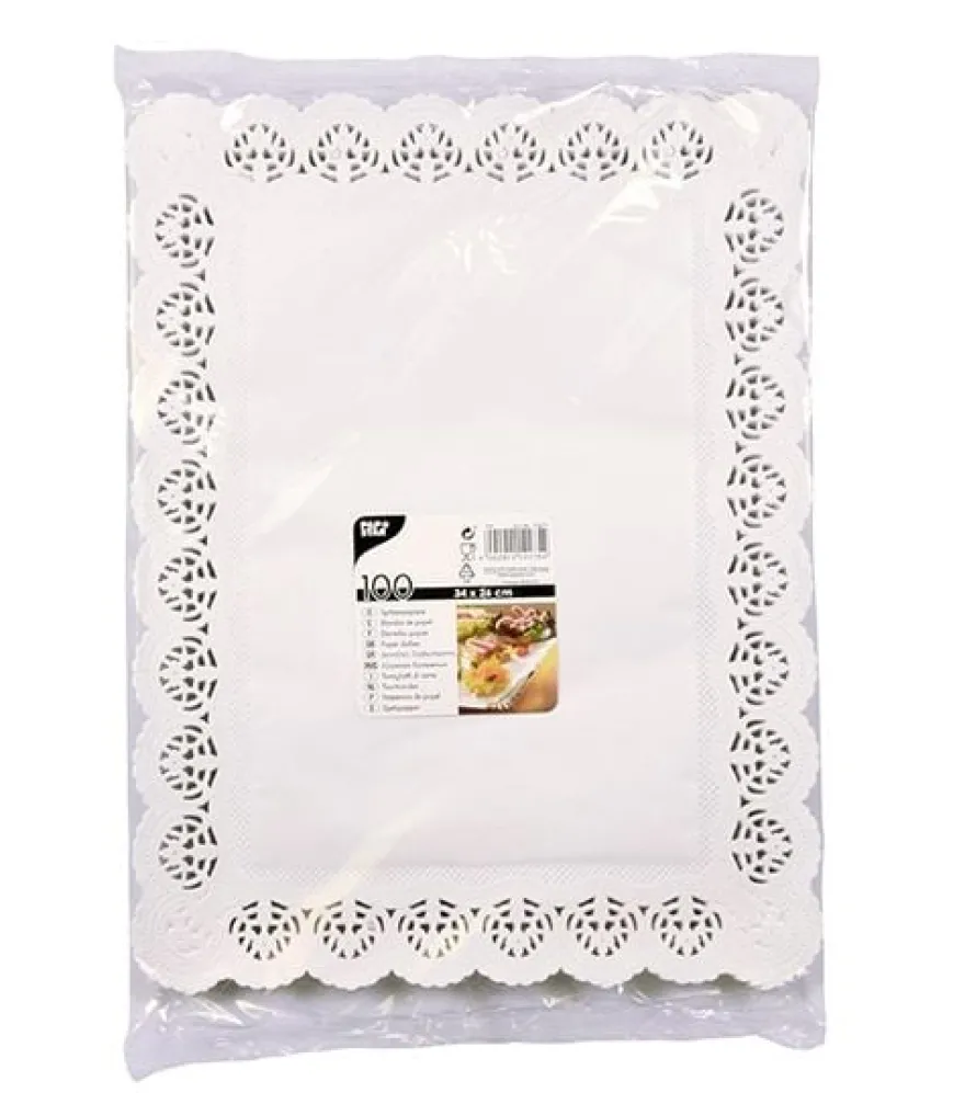 Papstar 100 Spitzenpapiere eckig 34 cm x 26 cm weiss