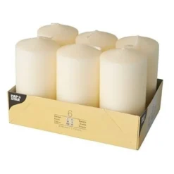 Papstar 6 Stumpenkerzen Ø 60 mm x H: 115 mm creme