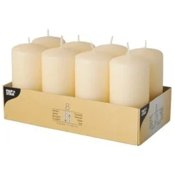 Papstar 8 Stumpenkerzen Ø 50 mm x H: 100 mm creme - 8 Stk