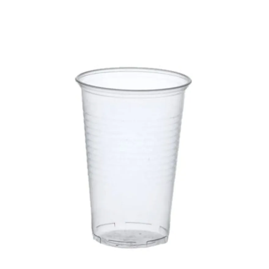 Papstar 50 Trinkbecher, PP 0,4 l Ø 9,5 cm x H: 12,2 cm transparent mit Schaumrand