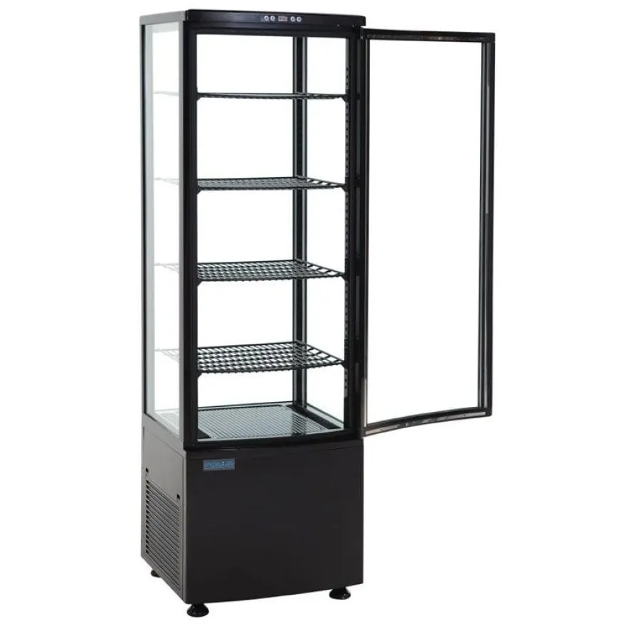 Polar C-Serie Standkühlvitrine 235 Liter mit gebogener Tür, schwarz
