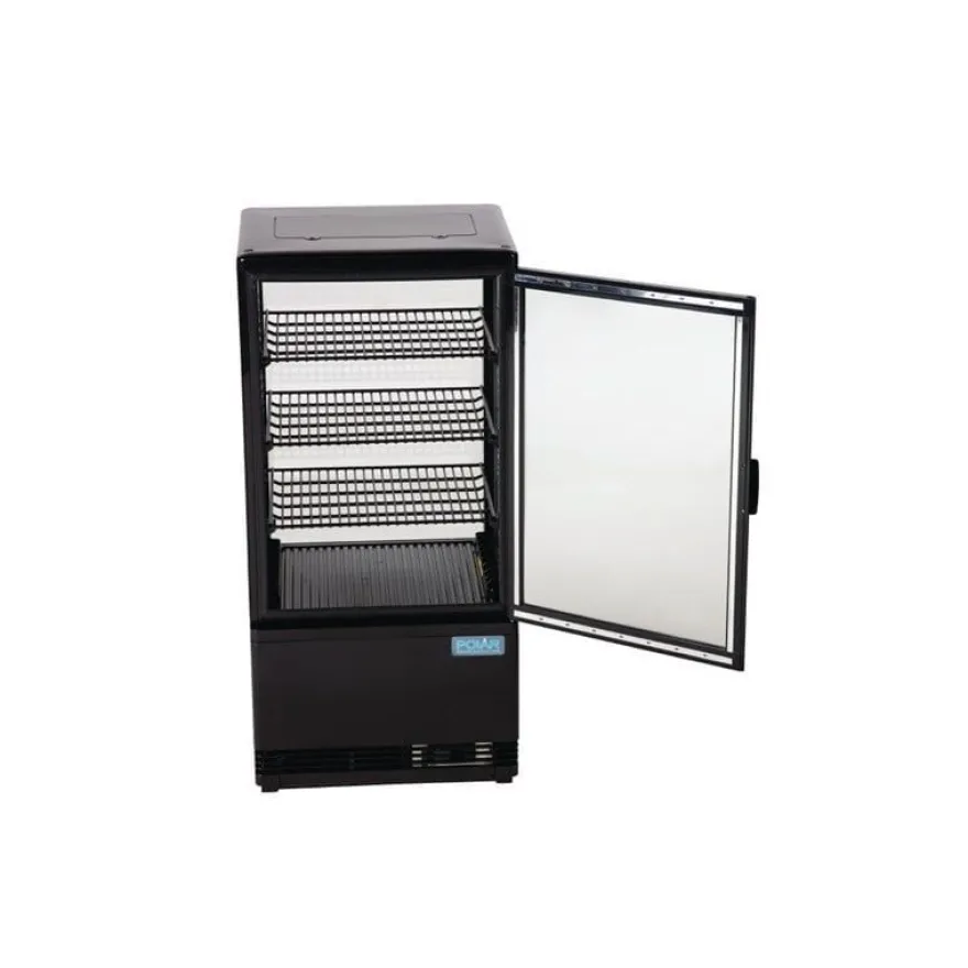 Polar C-Serie Tischkühlvitrine 68 Liter mit gebogener Tür, schwarz