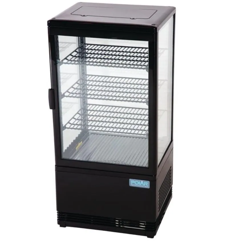 Polar C-Serie Tischkühlvitrine 68 Liter mit gebogener Tür, schwarz