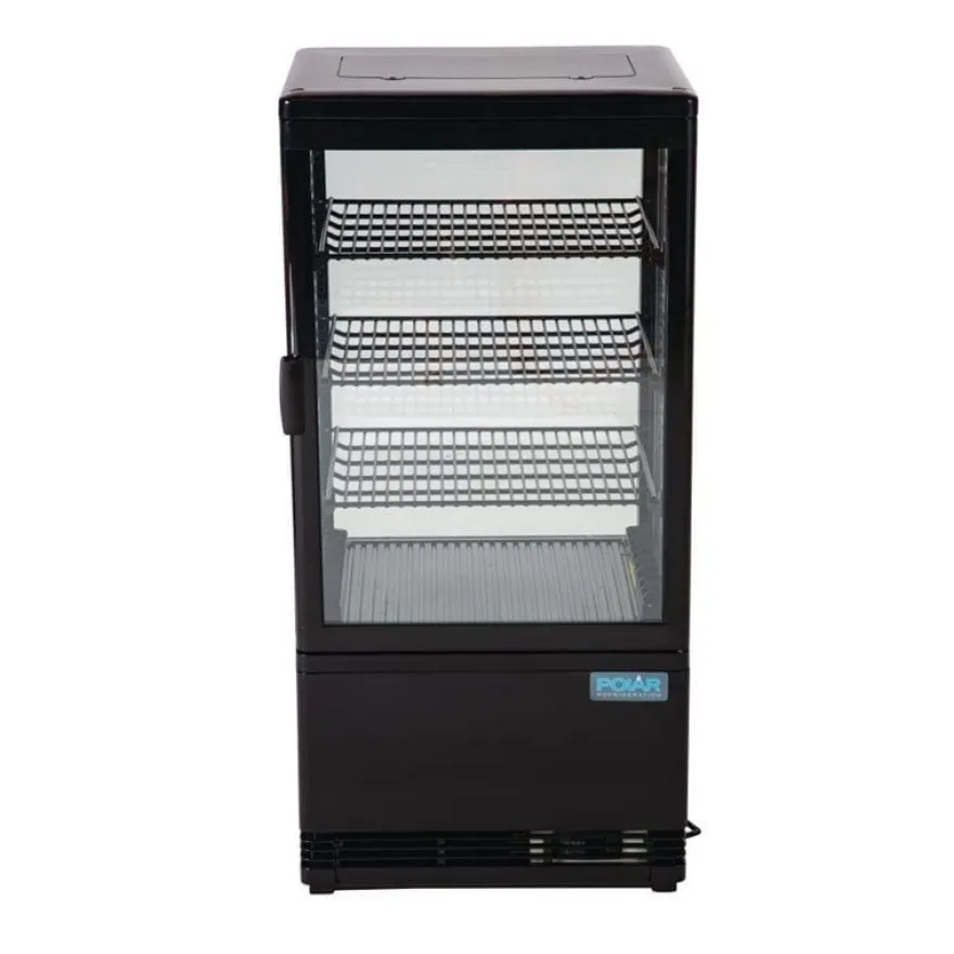 Polar C-Serie Tischkühlvitrine 68 Liter mit gebogener Tür, schwarz