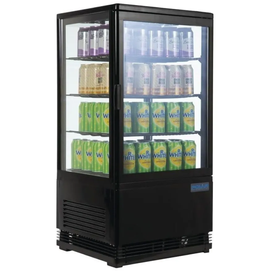 Polar C-Serie Tischkühlvitrine 68 Liter mit gebogener Tür, schwarz