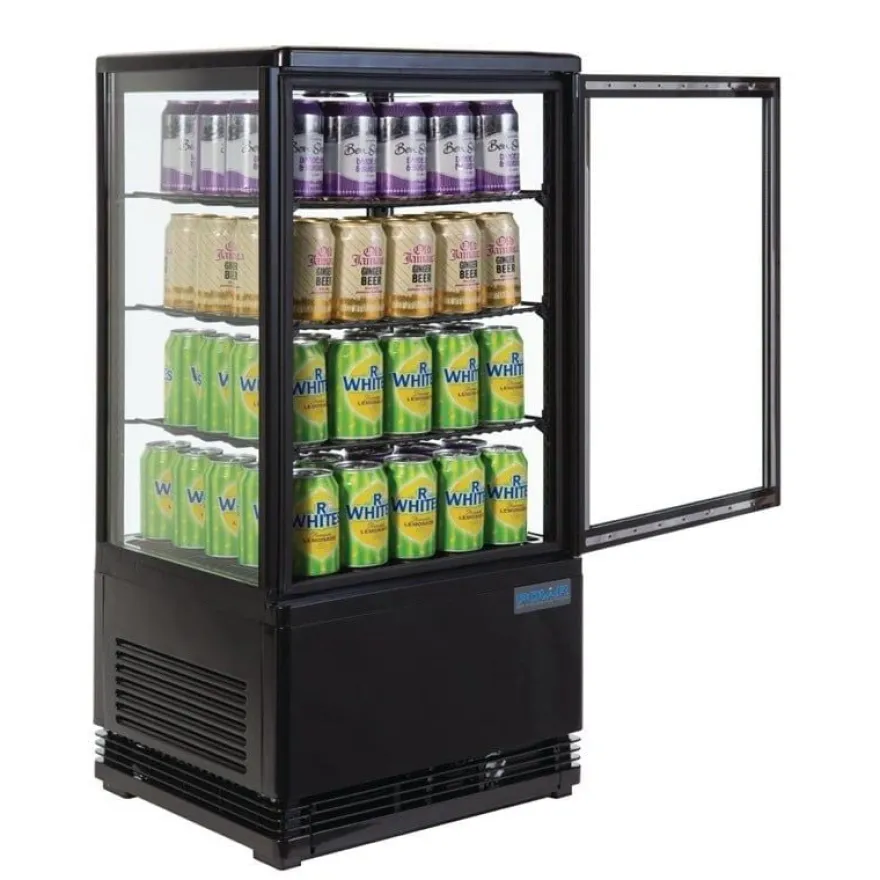 Polar C-Serie Tischkühlvitrine 68 Liter mit gebogener Tür, schwarz