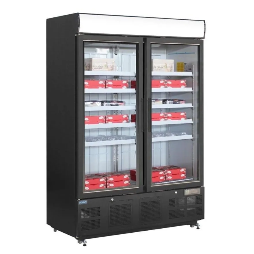Polar G-Serie Gefrierschrank 920 Liter mit Glastür, schwarz