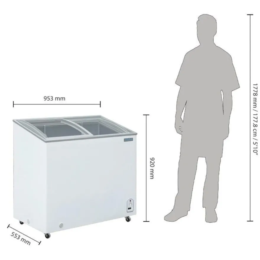 Polar G-Serie Tiefkühltruhe 200 Liter mit Glasschiebedeckel