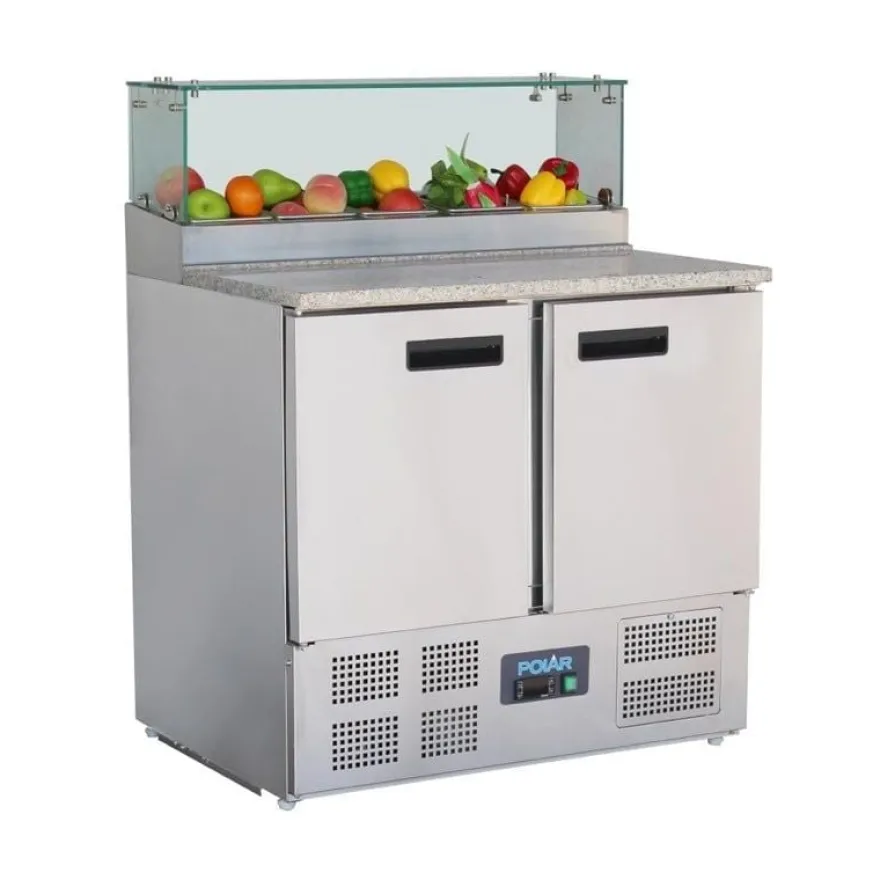 Polar G-Serie 2-türige Pizzakühltheke mit Kühlvitrine 256L