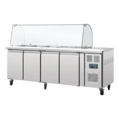 Polar Saladette 4 Türen mit Glasaufsatz