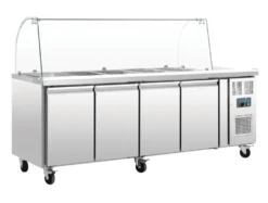 Polar Saladette 4 Türen mit Glasaufsatz