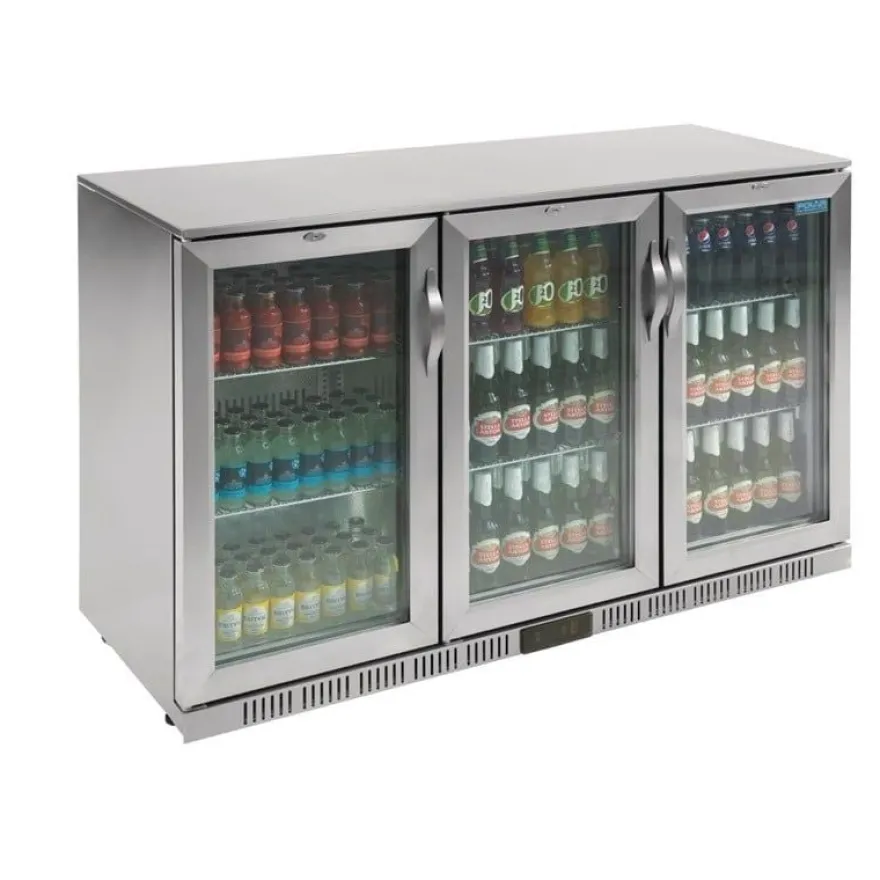 Polar Serie G Edelstahl Barkühlschrank mit 3 Klapptüren 330L