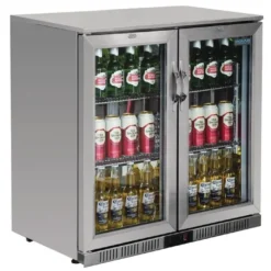 Polar Serie G Edelstahl Barkühlschrank mit 2 Klapptüren 208L