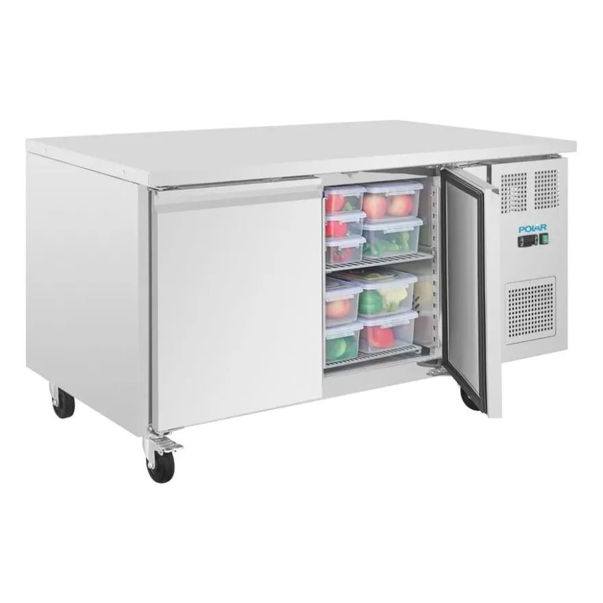 Polar U-Serie Bäckerei-Kühltisch EN 60x40 2 Türen 427 Liter auf Rollen