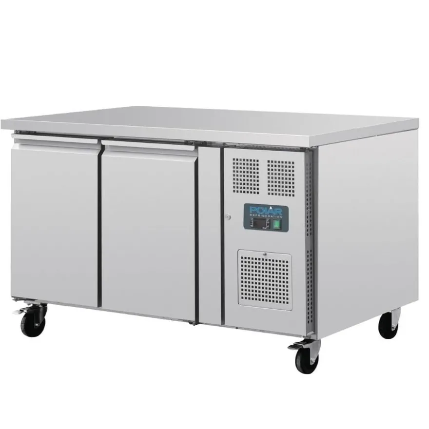 Polar U-Serie Bäckerei-Kühltisch EN 60x40 2 Türen 427 Liter auf Rollen