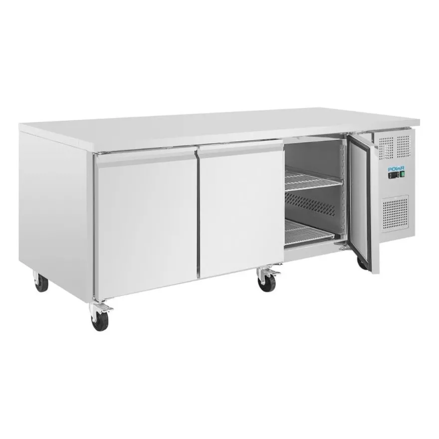 Polar U-Serie Bäckerei-Kühltisch EN 60x40 3 Türen 634 Liter auf Rollen