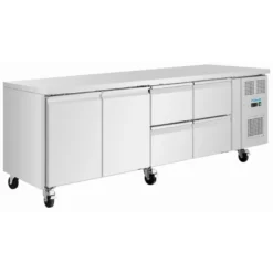 Polar U-Serie Kühltisch 4 Schubladen & 2 Türen 616 Liter auf Rollen