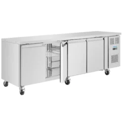 Polar U-Serie Kühltisch 4 Türen 553 Liter auf Rollen