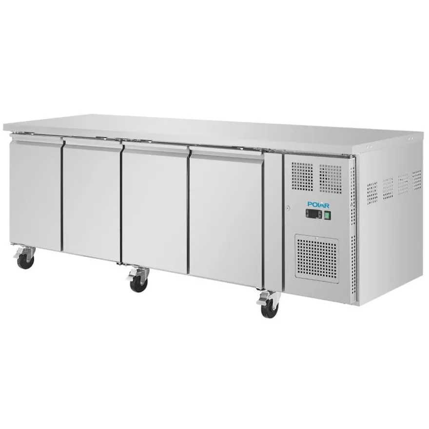 Polar U-Serie Kühltisch 4 Türen 553 Liter auf Rollen