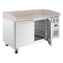 Polar U-Series Pizzatisch 2 Türen mit Granitplatte 428 Liter auf Rollen