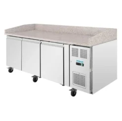 Polar U-Series Pizzatisch 3 Türen mit Granitplatte 643 Liter auf Rollen