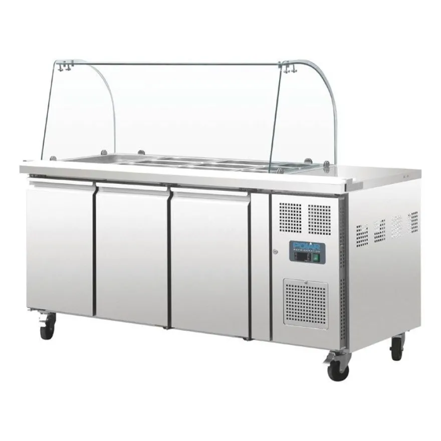 Polar U-Serie 3-türige GN-Saladette mit Schutzhaube