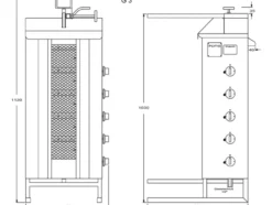 Potis Dönergrill / Gyrosgrill Erdgas G3 - achteckige Fettwanne