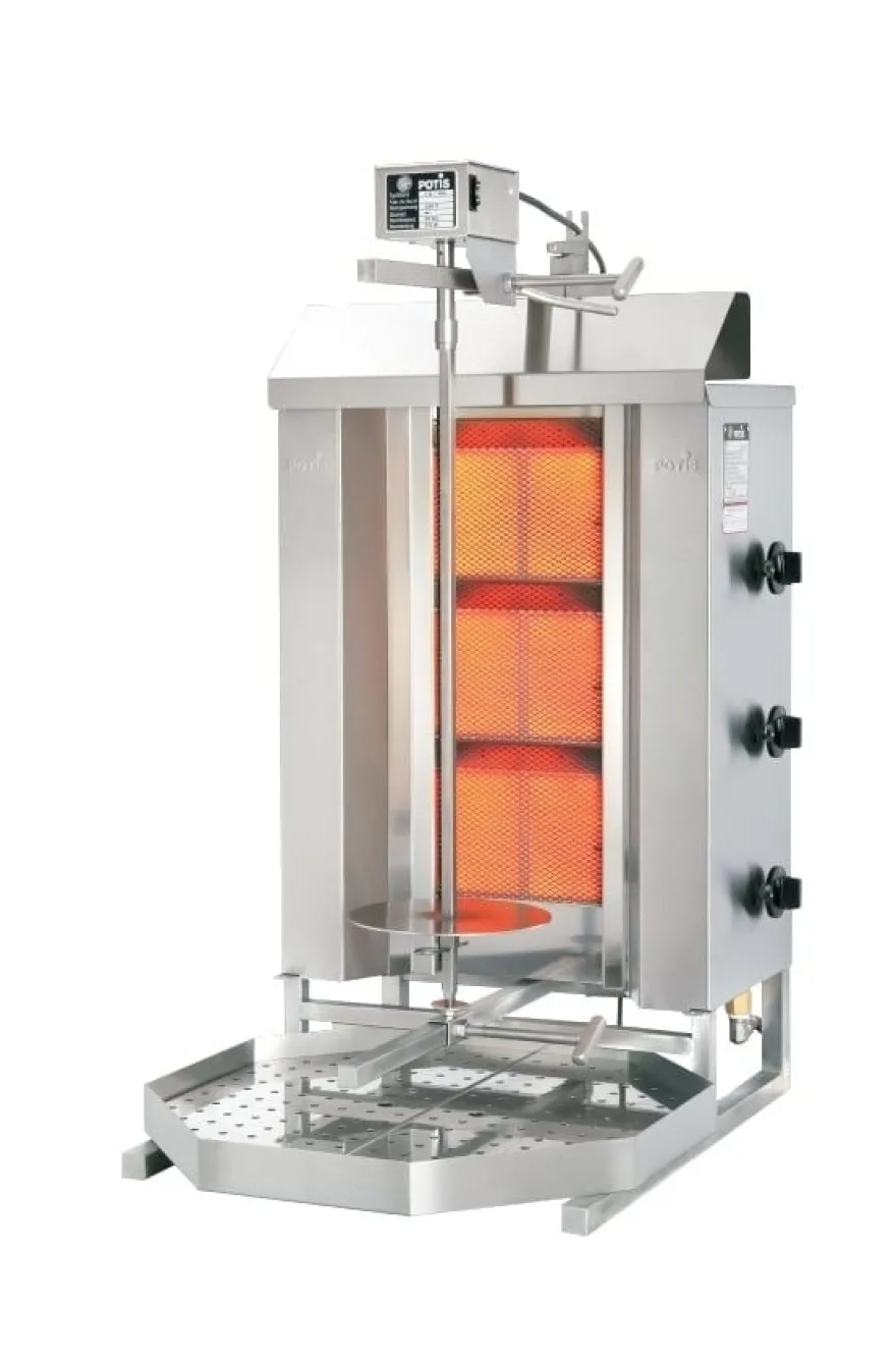 Potis Dönergrill / Gyrosgrill Erdgas GD3 - achteckige Fettwanne