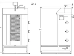 Potis Dönergrill / Gyrosgrill Propangas GD3 - achteckige Fettwanne