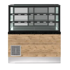 PRO LINE Gebäck- & Dessertvitrine gekühlt, 100x84x134cm, schwarzer Granit, LED Beleuchtung