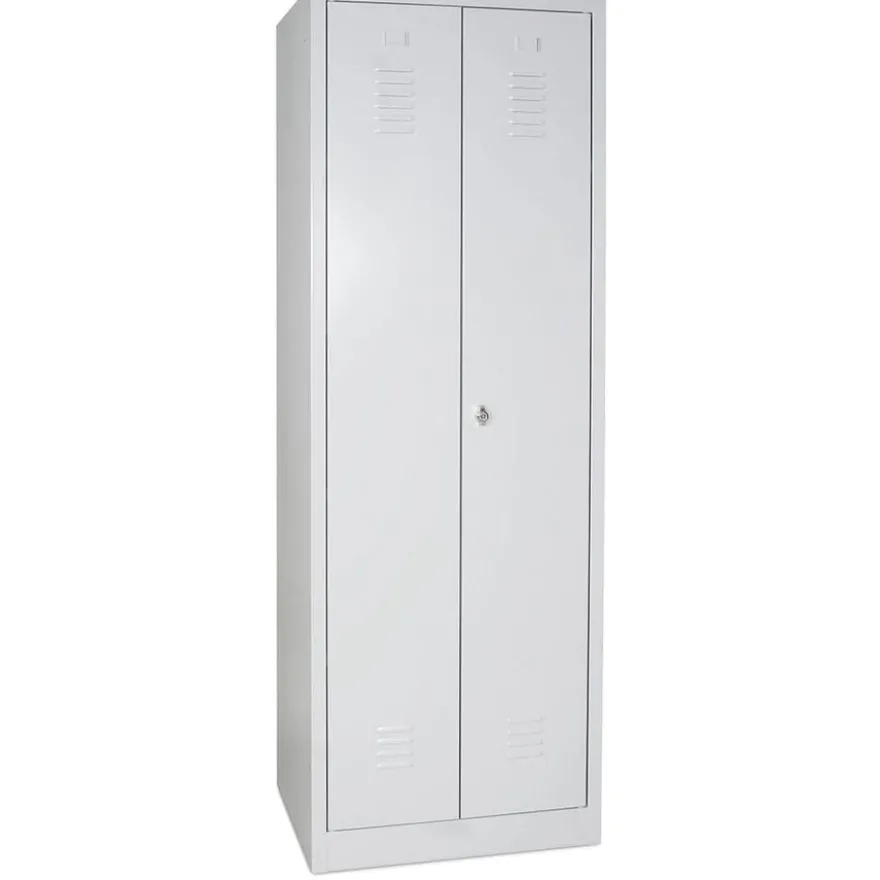 Putzmittelschrank mit Sockel, BxTxH 600x500x1800 mm, lichtgrau RAL 7035