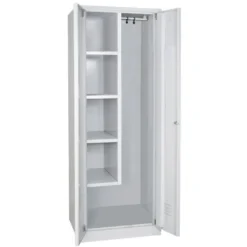 Putzmittelschrank mit Sockel, BxTxH 600x500x1800 mm, lichtgrau RAL 7035