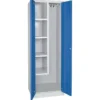 Putzmittelschrank mit Sockel, BxTxH 600x500x1800 mm, Korpus lichtgrau, Türen blau