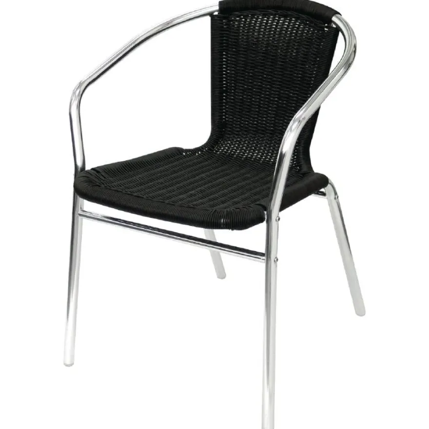 Rattanstühle Bolero schwarz stapelbar - 4 Stück