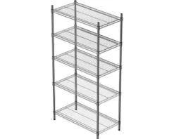 Regalsystem – verchromt – 5 Böden – 910 x 455 x 1810 mm