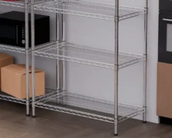 Regalsystem – verchromt – 5 Böden – 910 x 455 x 1810 mm