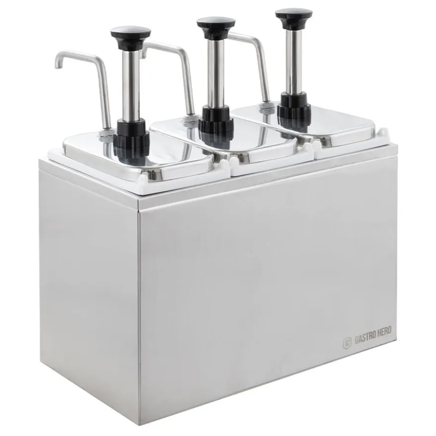 Saucenspender - 3 x 2 Liter - Dosierpumpe Edelstahl