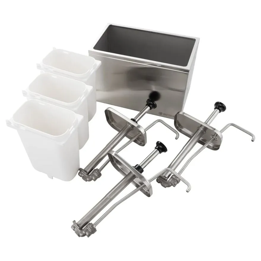 Saucenspender - 3 x 2 Liter - Dosierpumpe Edelstahl