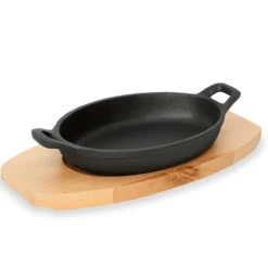 Servierpfanne Cast Iron 35, mit Holzuntersetzer, 18 x 12 x 3 cm
