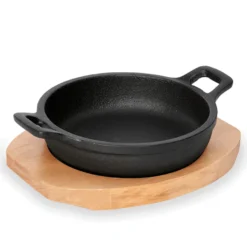 Servierpfanne Cast Iron 35, mit Holzuntersetzer, Ø 16 cm, Gusseisen/Holz