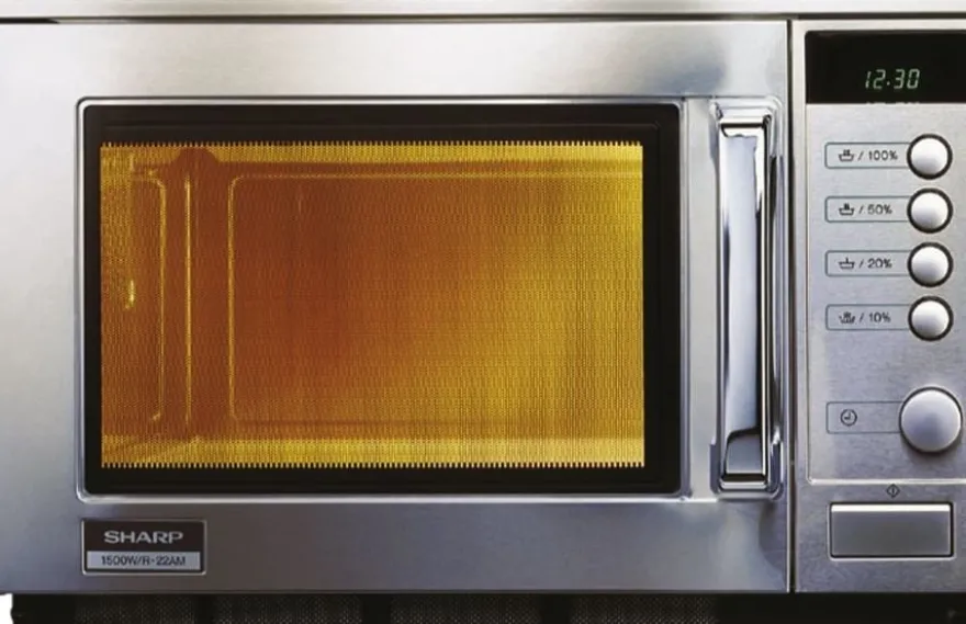 SHARP Profi-Mikrowelle-1500 W mit Drehknopfbedienung und LCD-Anzeige