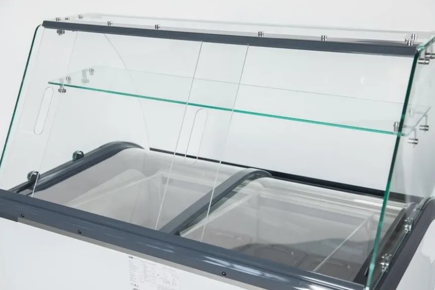 Speiseeisvitrine mit Glasaufsatz – 6 x 5 L – 273 L – inkl. Eisschalen