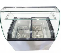 Speiseeisvitrine mit Glasaufsatz – 6 x 5 L – 273 L – inkl. Eisschalen