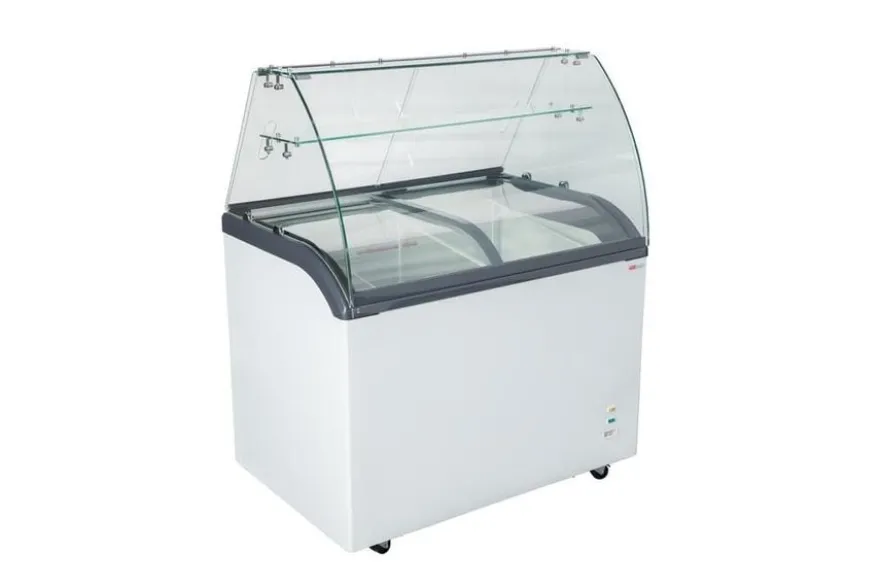 Speiseeisvitrine mit Glasaufsatz – 6 x 5 L – 273 L – inkl. Eisschalen