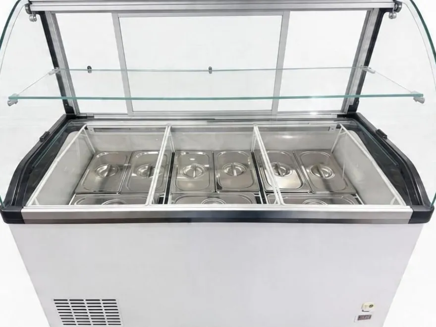Speiseeisvitrine mit Sicherheitsglas – 9 x 5 L – 278 L